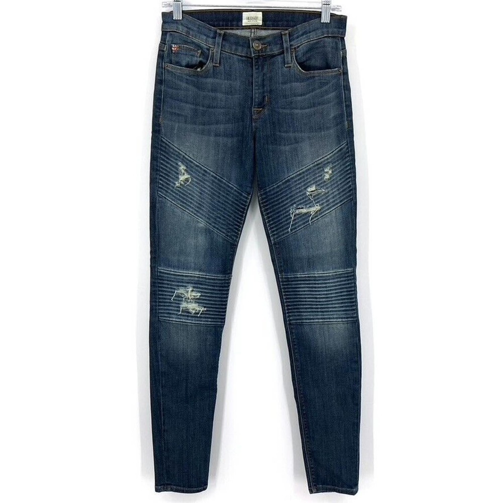 Hudson Brooklyn Moto Super Skinny Jeans Blue Made in USA Blue Size 26